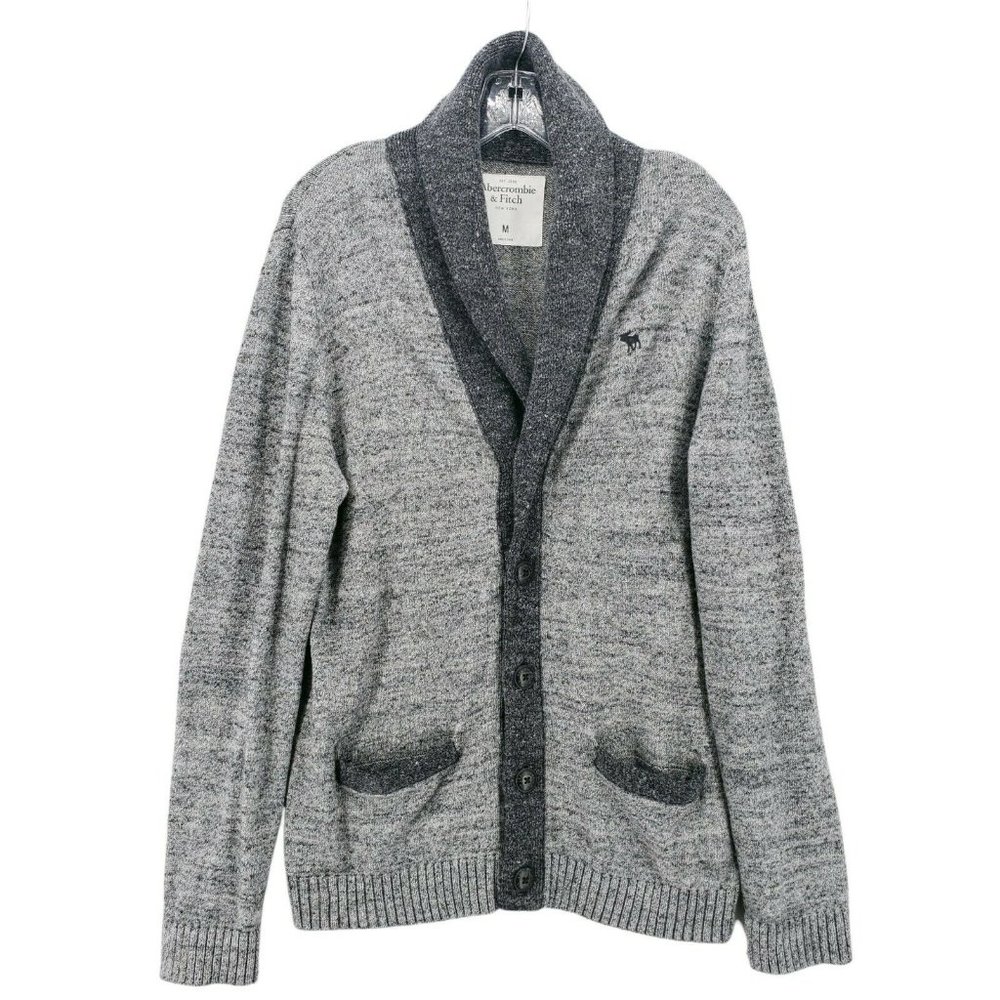 Abercrombie & Fitch Mens Shawl Cardigan Sweater Heather Gray Size MEDIUM